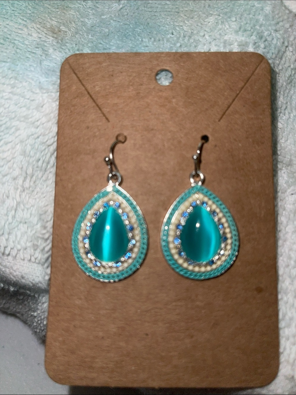 Teardrop Aqua Blue Dangle Earrings - Women Jewelry